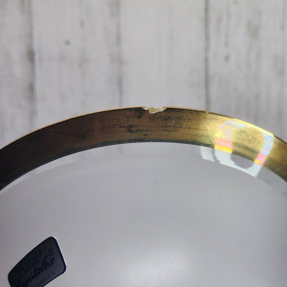 VTG Bohemia Handmade Crystalex Frosted Glass Vase Gold Trim 8.25'' Tall - Picture 6 of 10